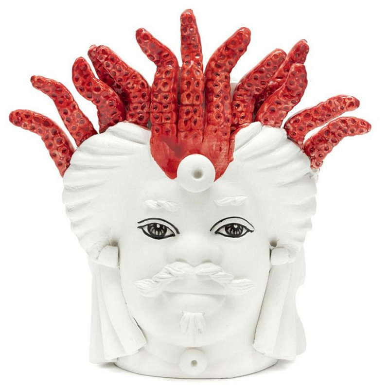 Ваза Vase Moro Man Small White Medusa Red Белый Красный Ваза Vase Moro Man Small White Medusa Red Белый Красный в Твери | Loft Concept