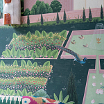 Обои ручная роспись Mahal Garden Original colourway on blue painted Xuan paper варинант исполнения - 4 | Loft Concept в Твери