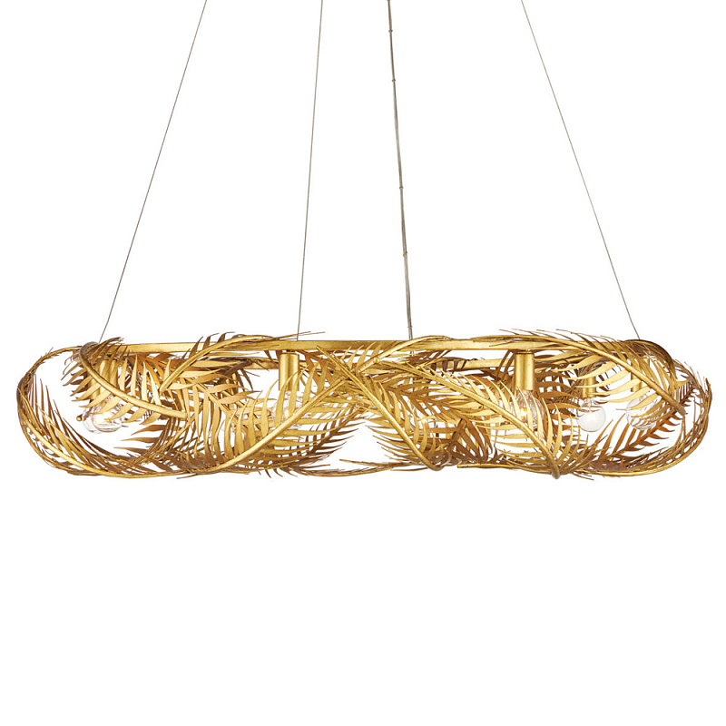 Люстра круглая с декором из золотых пальмовых листьев Graceful Palm Branch Золотой Люстра круглая с декором из золотых пальмовых листьев Graceful Palm Branch Золотой в Твери | Loft Concept