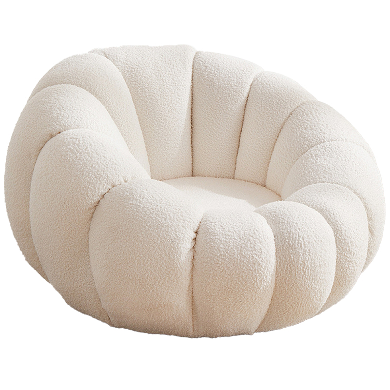 Круглое мягкое кресло с обивкой букле Harrett Boucle Armchair Молочный Круглое мягкое кресло с обивкой букле Harrett Boucle Armchair Молочный в Твери | Loft Concept