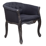 Кресло низкое в стиле прованс Черный Лен Louis French Armchair  варинант исполнения - 1 | Loft Concept в Твери