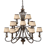 Люстра бронзового цвета с бежевыми абажурами из органзы в классическом стиле Hinkley варинант исполнения - 1 | Loft Concept в Твери