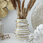 Ваза белая с рельефной поверхностью и золотыми полосами Vase Beehive варинант исполнения - 5 | Loft Concept в Твери