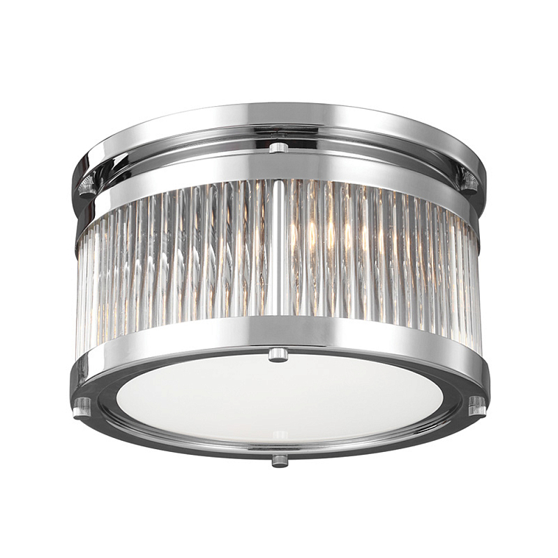 Потолочный светильник с цилиндрическим плафоном из рифленого прозрачного стекла Feiss Прозрачный Хром в Твери | Loft Concept 