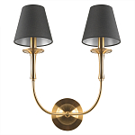 Бра с металлическим основанием бронзового цвета и 2-мя черными конусовидными абажурами Dignity варинант исполнения - 3 | Loft Concept в Твери