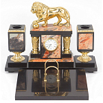 Настольный письменный набор из яшмы и долерита с декором виде льва Manager Organizer варинант исполнения - 1 | Loft Concept в Твери