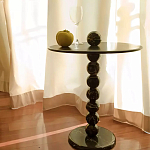 Дизайнерский журнальный стол с основанием в виде черных мраморных бусин Mybimus варинант исполнения - 1 | Loft Concept в Твери