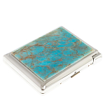 Портсигар на 20 сигарет с газовой зажигалкой из натурального камня Апатит Голубой Stone Cigarettes Cases варинант исполнения - 1 | Loft Concept в Твери