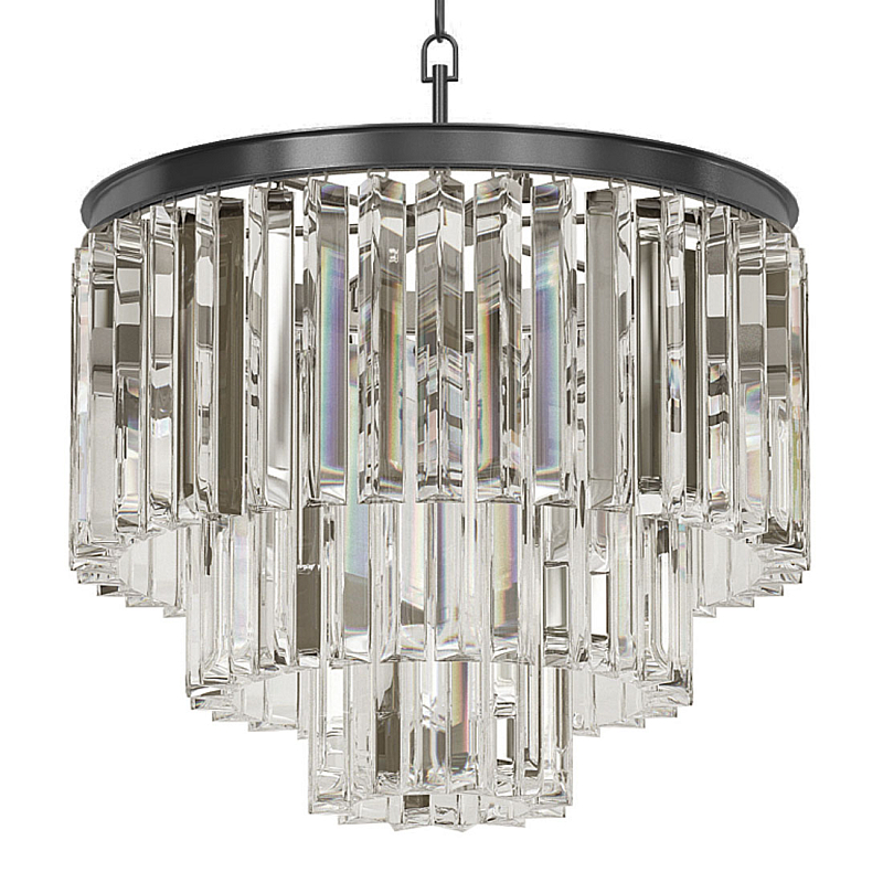 Люстра Odeon Clear Glass Fringe Chandelier - 3 rings Черный в Твери | Loft Concept 