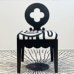 Дизайнерский стул с круглой деревянной спинкой Black and White Clover варинант исполнения - 2 | Loft Concept в Твери