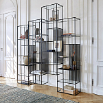 Стеллаж из металла и стекла Menzie Black Stripes Metal Rack варинант исполнения - 6 | Loft Concept в Твери