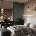 Подвесной светильник с черным основанием и золотистым декором Bruno варинант исполнения - 5 | Loft Concept в Твери