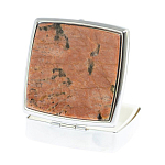 Таблетница карманная квадратная с 2-мя отделениями с зеркалом и накладкой из натурального камня Пегматит Silver Stone Pillboxes варинант исполнения - 2 | Loft Concept в Твери