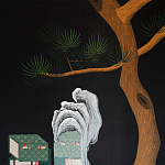 Обои ручная роспись The Art of Learning and Steps for the Flowers by Teo Yang Original colourway on Pitch dyed silk варинант исполнения - 2 | Loft Concept в Твери