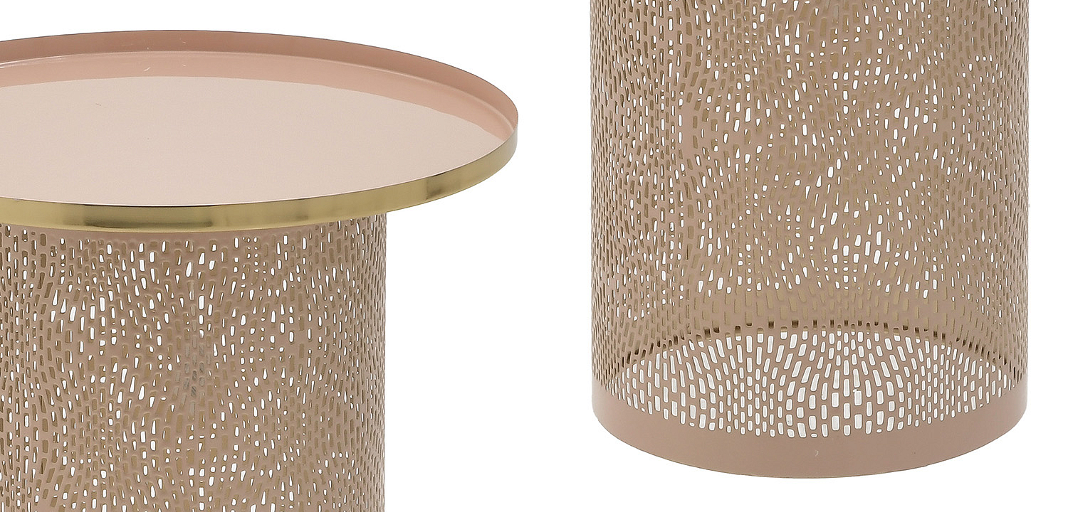 Круглый металлический приставной стол Azure Pink Pastel Metal Table - Loft-Concept в Твери