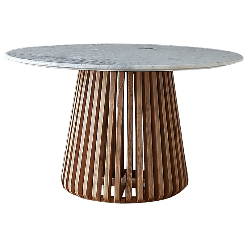 Круглый обеденный стол со столешницей из белого мрамора Veras White Marble Table Коричневый Белый Мрамор Bianco Круглый обеденный стол со столешницей из белого мрамора Veras White Marble Table Коричневый Белый Мрамор Bianco в Твери | Loft Concept
