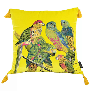 Декоративная подушка с вышивкой Embroidery Parrots Pillow Yellow