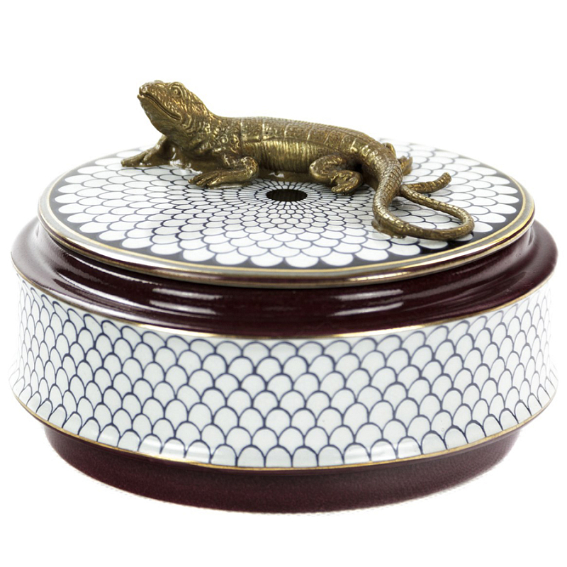 Шкатулка Box Bronze Lizard Белый Бронза Коричневый Шкатулка Box Bronze Lizard Белый Бронза Коричневый в Твери | Loft Concept