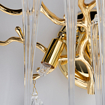 Бра золотого цвета с разветвленными ветвями и длинными прозрачными подвесками в форме стеклянных сосулек Droplet Chandelier варинант исполнения - 6 | Loft Concept в Твери