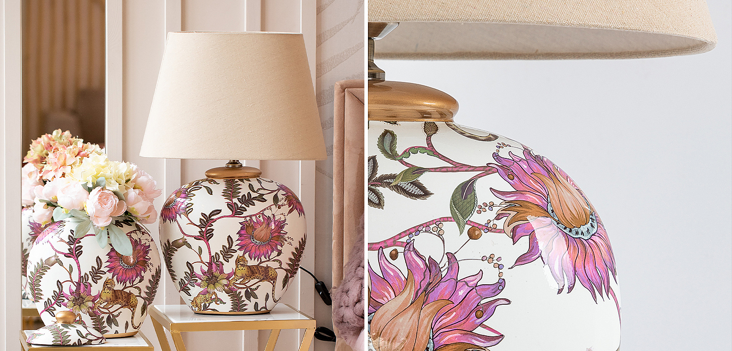 Настольная лампа с абажуром Leopard Flowers Lampshade Настольная лампа с абажуром Leopard Flowers Lampshade - Loft-Concept в Твери