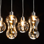 Люстра с 3-мя плафонами волнообразной формы цвета янтарь и 2-мя прозрачными шарообразными плафонами Lucid Rain  варинант исполнения - 5 | Loft Concept в Твери