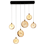 Подвесной светильник с плафонами из рельефного стекла Peony Glass Bronze Six варинант исполнения - 2 | Loft Concept в Твери