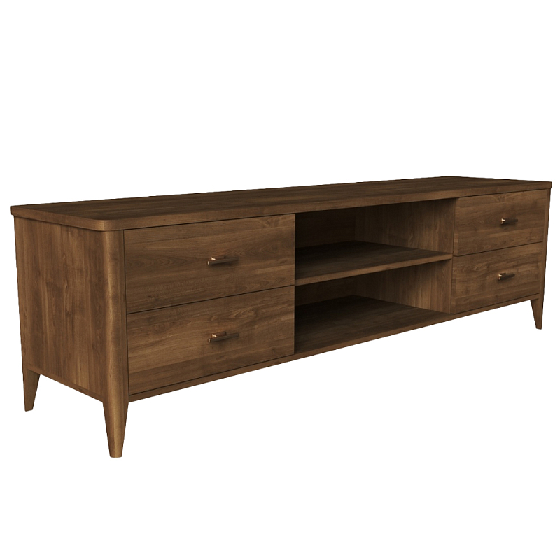 ТВ-тумба с 4-мя ящиками и полками из массива бука Tasteful Furniture Коричневый ТВ-тумба с 4-мя ящиками и полками из массива бука Tasteful Furniture Коричневый в Твери | Loft Concept