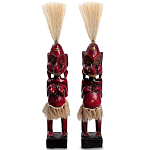 Комплект из 2-х деревянных статуэток Asmat Straw Headdress Statuettes Red варинант исполнения - 1 | Loft Concept в Твери