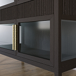 Витрина Primo со стеклянными фасадами и 2 ящиками Темный орех варинант исполнения - 3 | Loft Concept в Твери