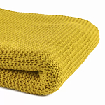 Плед из хлопка жемчужной вязки горчичного цвета Waffle Comfort варинант исполнения - 2 | Loft Concept в Твери