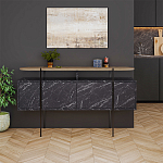 Комод с цветом фасада черный мрамор с деревянной столешницей на металлических ножках HANLEY CONSOLE HITIT BENDIR варинант исполнения - 1 | Loft Concept в Твери