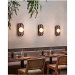 Настенный светильник овальный с деревянным основанием Wood Wall Lamp варинант исполнения - 1 | Loft Concept в Твери