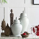 Ваза белая с крышкой однотонная Chinoiserie Ceramics варинант исполнения - 4 | Loft Concept в Твери