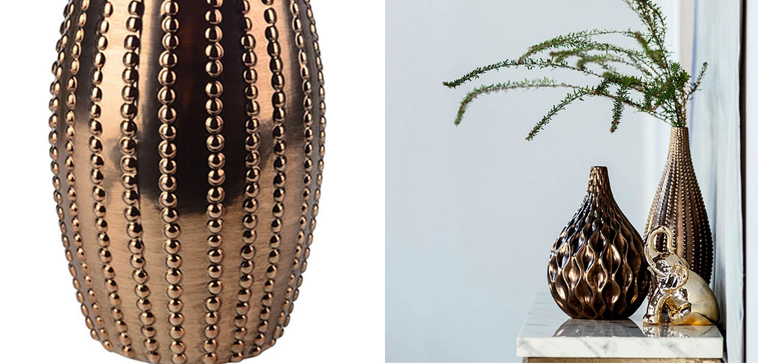 Ваза Ribbed Vase Narrow Throat bronze-gold 38 Ваза Ribbed Vase Narrow Throat bronze-gold 38 - Loft-Concept в Твери
