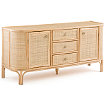 Длинный комод из ротанга с дверцами и ящиками Simone Rattan Chest of Drawers варинант исполнения - 2 | Loft Concept в Твери