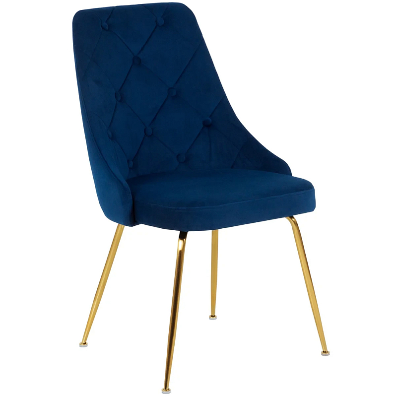 Стул в темно-синей велюровой обивке Ward Dark Blue Velour Chair Золотой Темно-синий Стул в темно-синей велюровой обивке Ward Dark Blue Velour Chair Золотой Темно-синий в Твери | Loft Concept