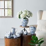 Ваза округлой формы с синим цветочным узором Blue & White Ornament  варинант исполнения - 4 | Loft Concept в Твери