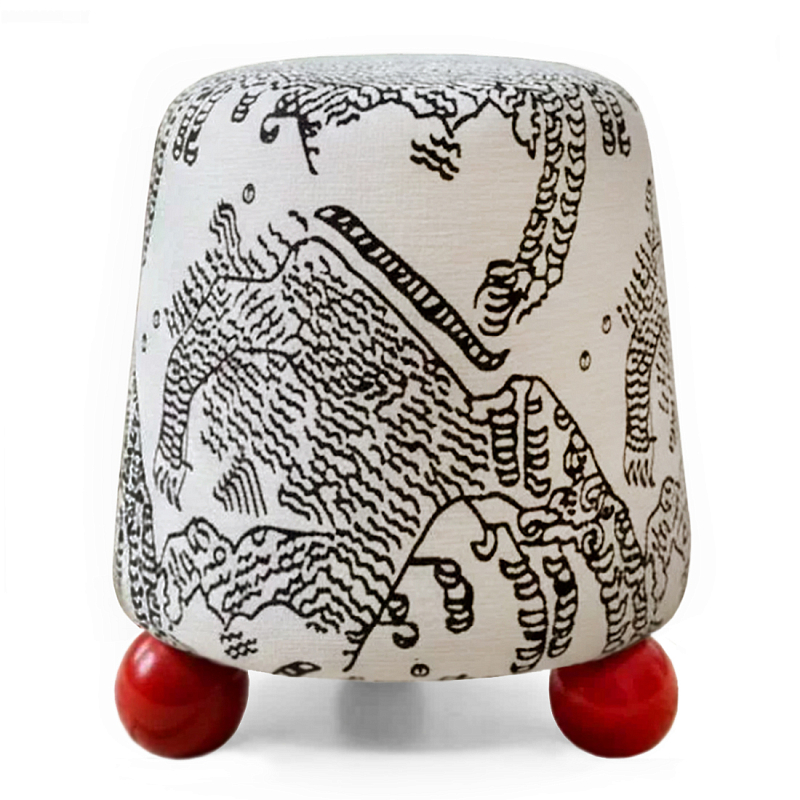 Пуф Wakonda Черно-Белый с красными ножками Белый Черный Красный в Твери | Loft Concept 