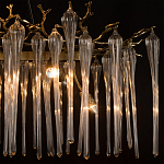 Люстра подвесная прямоугольная с бронзовыми акцентами и прозрачными стеклянными каплями Droplet Chandelier варинант исполнения - 6 | Loft Concept в Твери