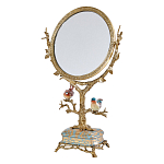 Зеркало с бронзовой подставкой в виде дерева и фарфоровыми птичками на голубом основании Eden Garden варинант исполнения - 1 | Loft Concept в Твери