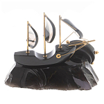 Часы настольные в виде парусника из натурального камня Обсидиан Sailboat Stone Clock варинант исполнения - 6 | Loft Concept в Твери