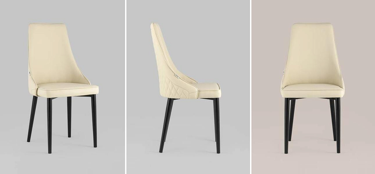 Стул Versailles Chair Кремовая Экокожа Черные ножки Стул Versailles Chair Кремовая Экокожа Черные ножки - Loft-Concept в Твери