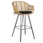 Стул барный с ротанговым плетением Half Bar Chair with Wicker с подлокотниками варинант исполнения - 2 | Loft Concept в Твери