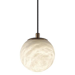 Подвесной светильник с шарообразным плафоном из белого алебастра Cryptocrystalline Stone варинант исполнения - 1 | Loft Concept в Твери