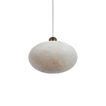 Подвесной светильник с плафоном в виде эллипса из белого алебастра Cryptocrystalline Stone варинант исполнения - 3 | Loft Concept в Твери