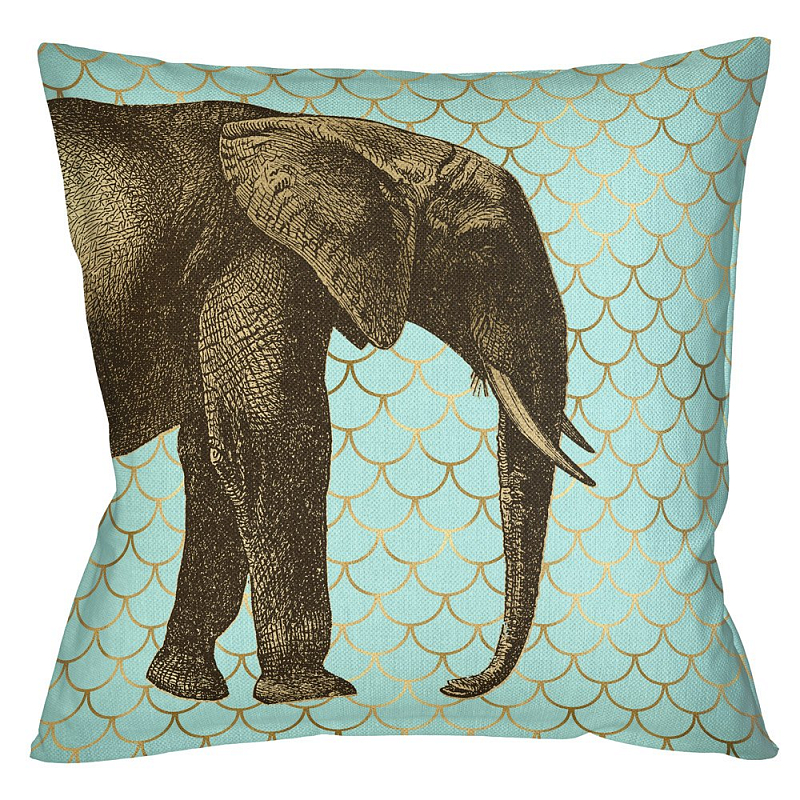 Подушка Safari light blue elephant Бирюзовый Глянцевое золото Подушка Safari light blue elephant Бирюзовый Глянцевое золото в Твери | Loft Concept