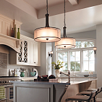 Люстра подвесная с двойным круглым плафоном из органзы и матового стекла Kichler варинант исполнения - 6 | Loft Concept в Твери