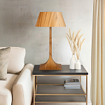 Настольная лампа со скошенным конусовидным абажуром и фигурной ножкой в цвете тик Accord Lighting варинант исполнения - 7 | Loft Concept в Твери