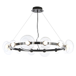 Люстра подвесная круглая с 12-ю прозрачными куполообразными плафонами и черным металлическим основанием Flos Wireline Lighting варинант исполнения - 1 | Loft Concept в Твери