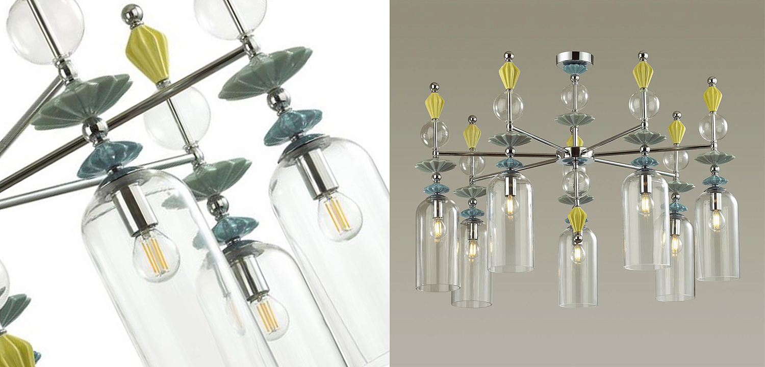 Люстра Iris Glass Chandelier candy 7 chrome Люстра Iris Glass Chandelier candy 7 chrome - Loft-Concept в Твери